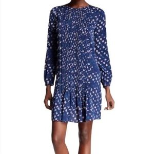 DVF Diane Von Furstenberg Meadow Dress Blue Floral Daisy Buds Indigo 8 Silk